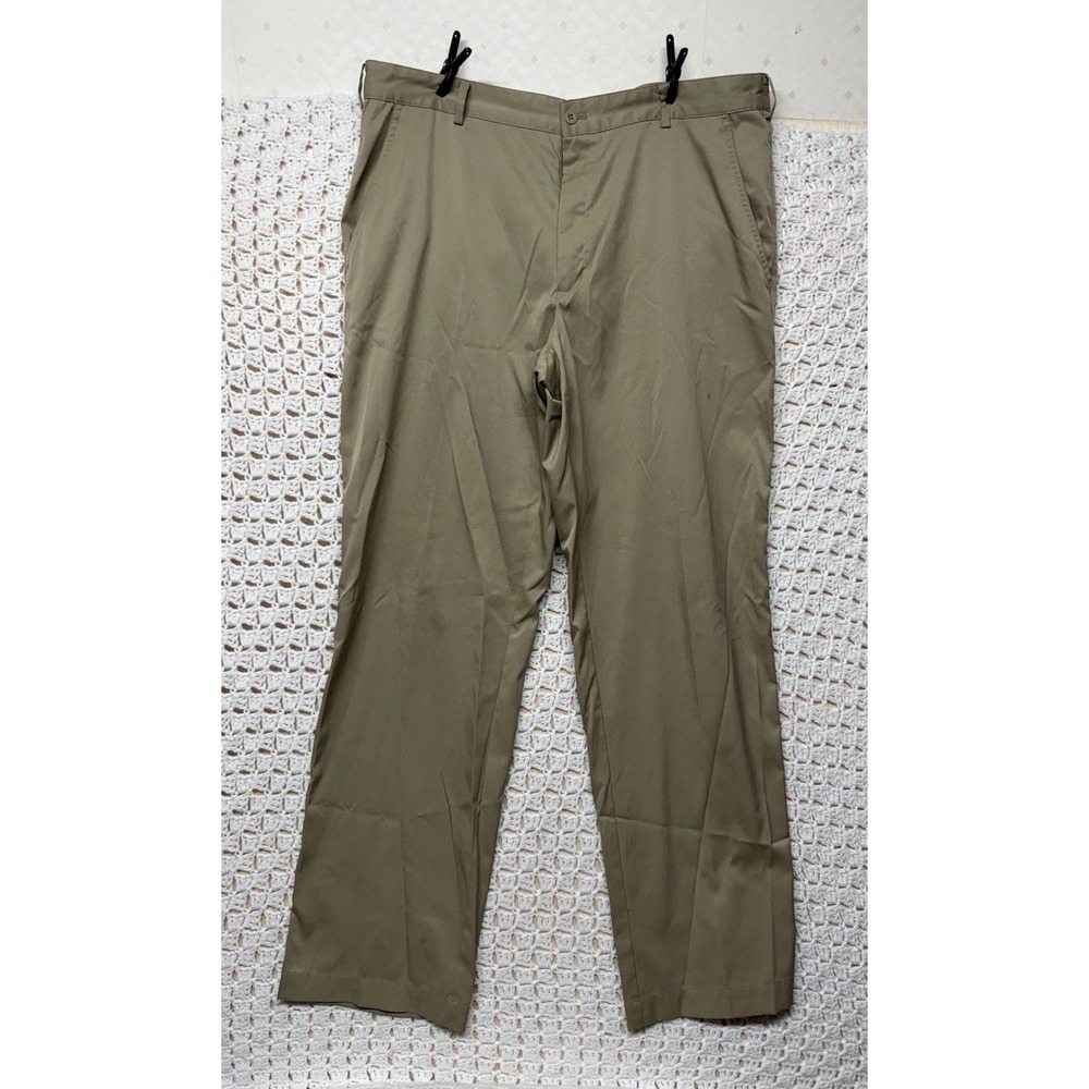 Nike Golf Pants Mens 36x34 Beige Khaki Stretch Performance Flat Front Chino